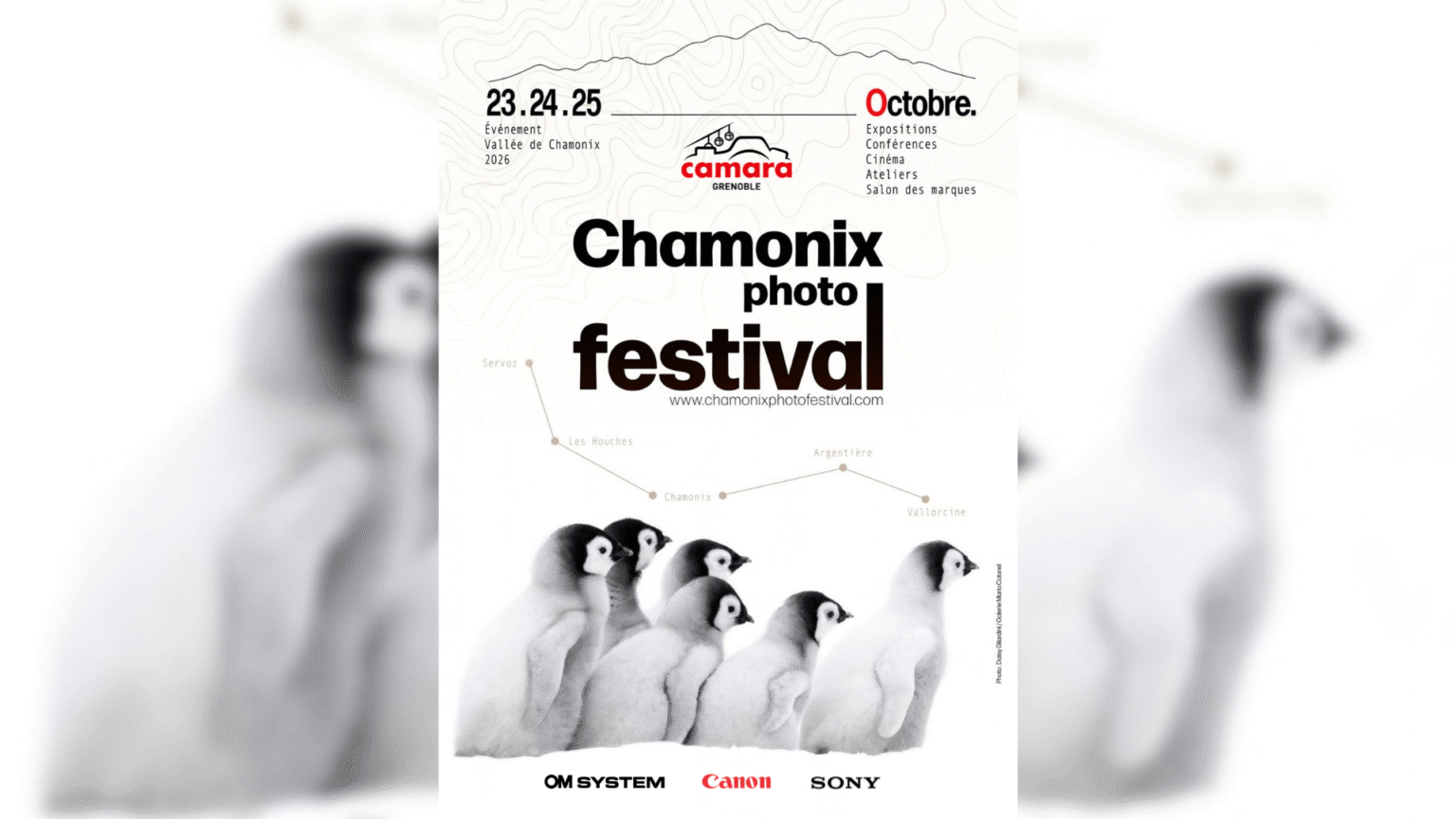 Affiche du Chamonix Photo Festival 2026 et présence du stand Camara Grenoble